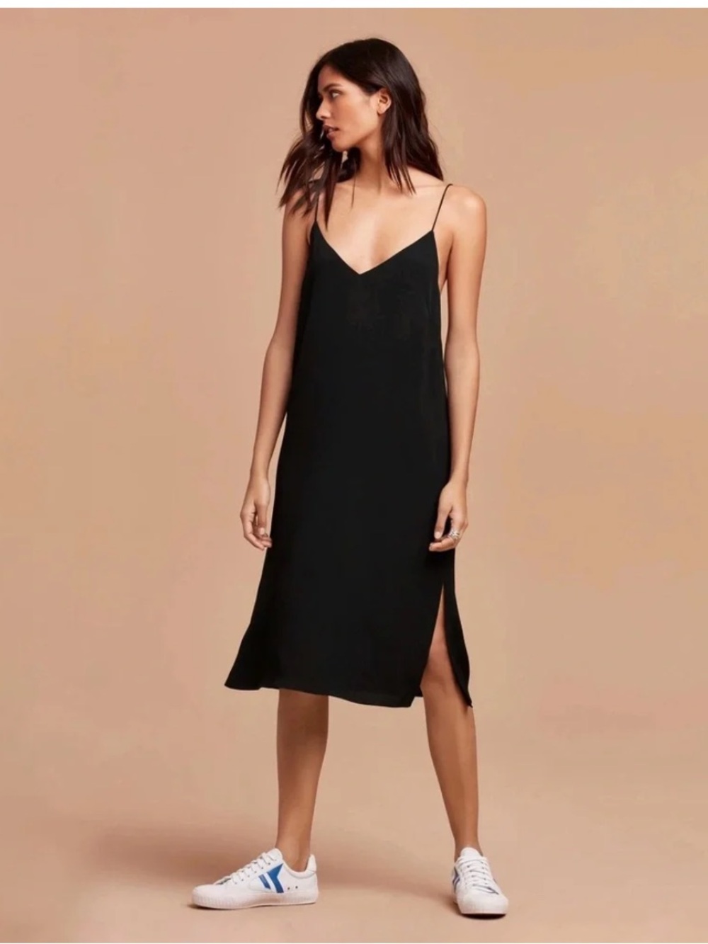 Black Strappy Back Slip Dress - Picture 2 of 7
